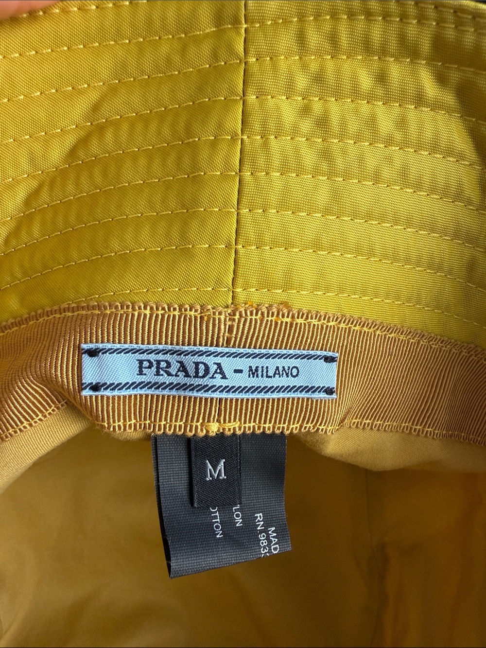 Prada Bright Yellow Re-Nylon Bucket Hat with Logo - Picture 4 of 5